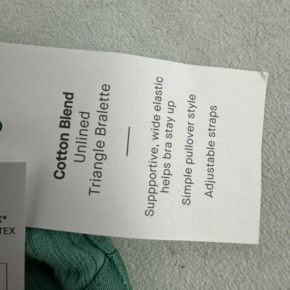 Auden Unlined Triangle Bralette XS Forest Green Adjustable Straps Ribbed - Picture 4 of 14